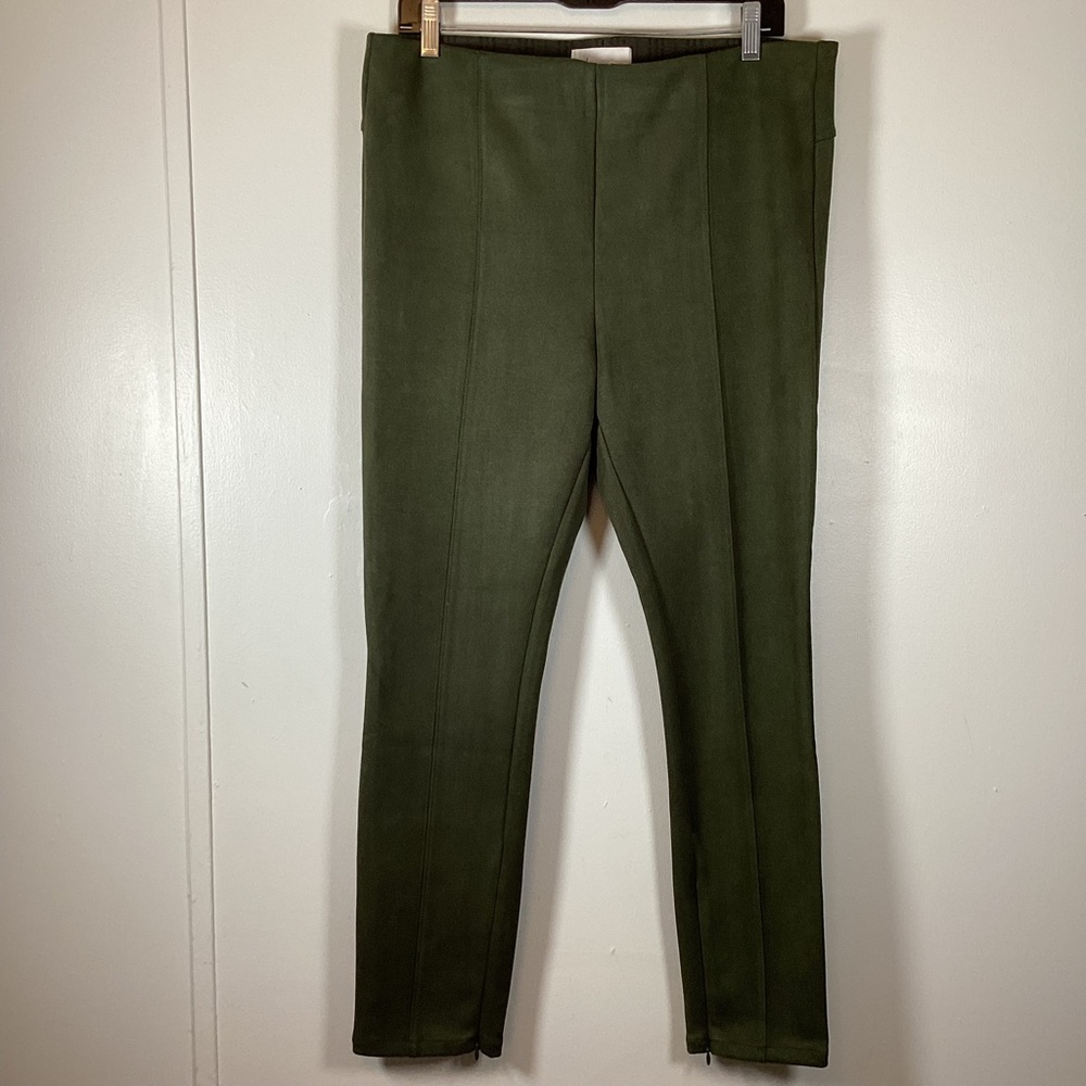 Anthropologie Moss Faux Suede Ankle Zip Leggings 32